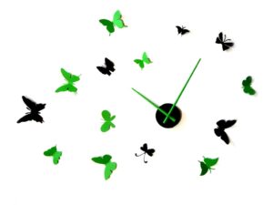Fluturi 3D, ceas de perete fluturi 3d verzi si negru