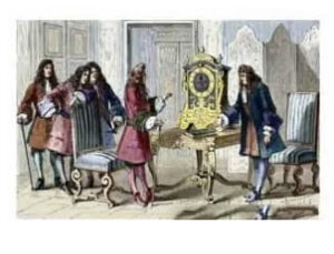 Huygens presents his clock