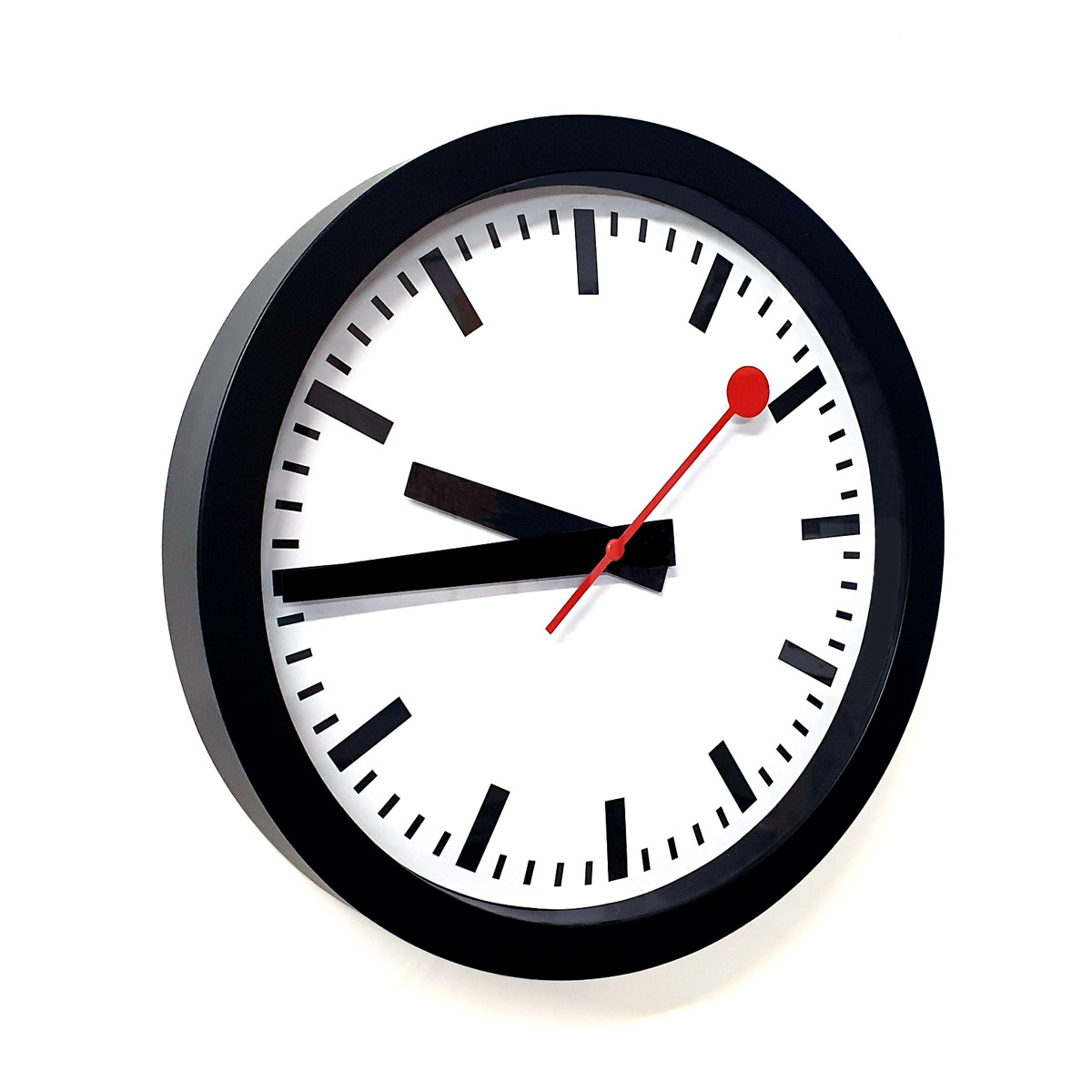 Ceas cu stil elvețian alpin, radiocomandat, rotund, 30 cm Ceas de perete căile ferate elvețiene