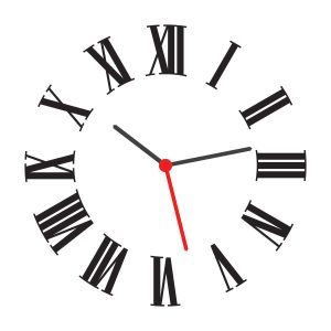 Exemplu aplicare cifre romane stil clasic pe cadran ceas alb - rezultat final montaj DIY