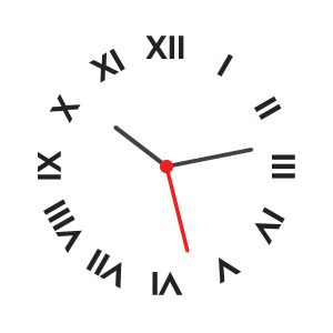 Exemplu aplicare cifre romane stil modern pe cadran ceas alb - rezultat final montaj DIY