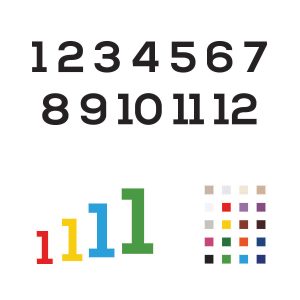 Set complet cifre arabe 1-12 font Nexa pentru ceas cu paletar culori - lemn plexiglass oglindă vopsit