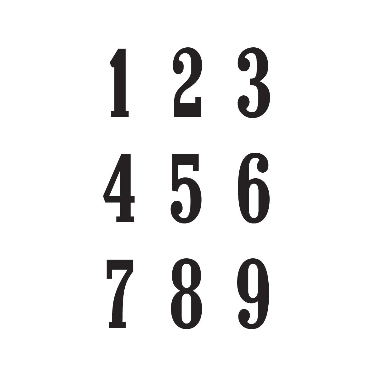 Cifre arabe pentru ceas, Font Optiposter - Set 1-12 - 3-4mm lemn/plexiglass Cifre arabe individuale 1-9 font Optiposter tăiate laser 3-4mm pentru ceas DIY personalizat