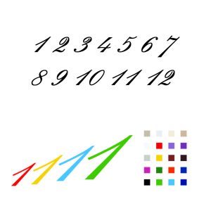 Set complet cifre arabe 1-12 font Palace pentru ceas cu paletar culori - lemn plexiglass oglindă vopsit