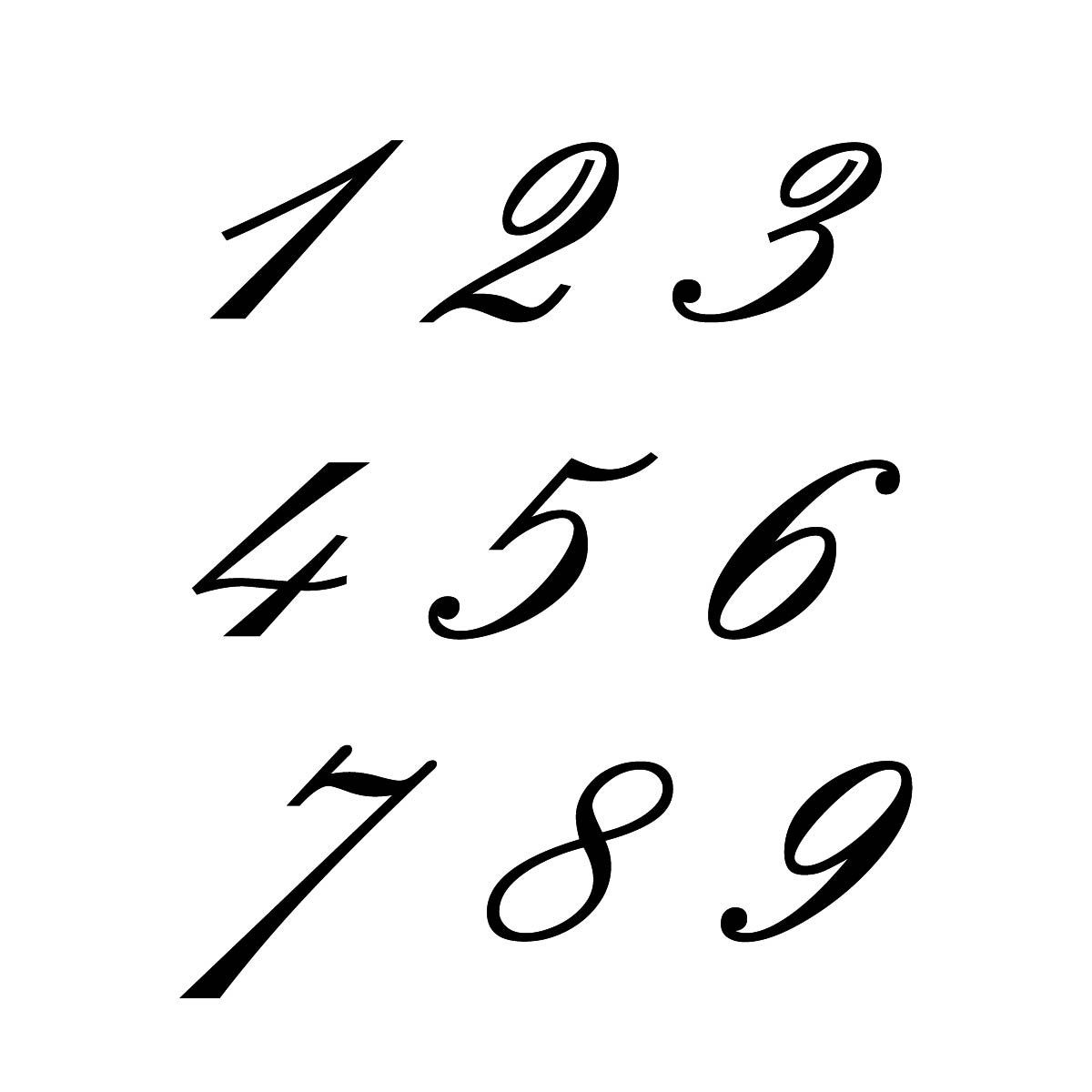 Cifre arabe pentru ceas, Font Palace - Set 1-12 - 3-4mm lemn/plexiglass Cifre arabe individuale 1-9 font Palace tăiate laser 3-4mm pentru ceas DIY personalizat