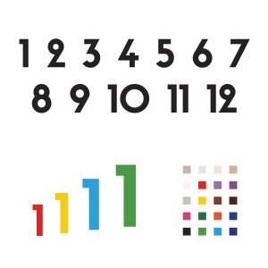 Set complet cifre arabe 1-12 font Sifonn pentru ceas cu paletar culori - lemn plexiglass oglindă vopsit